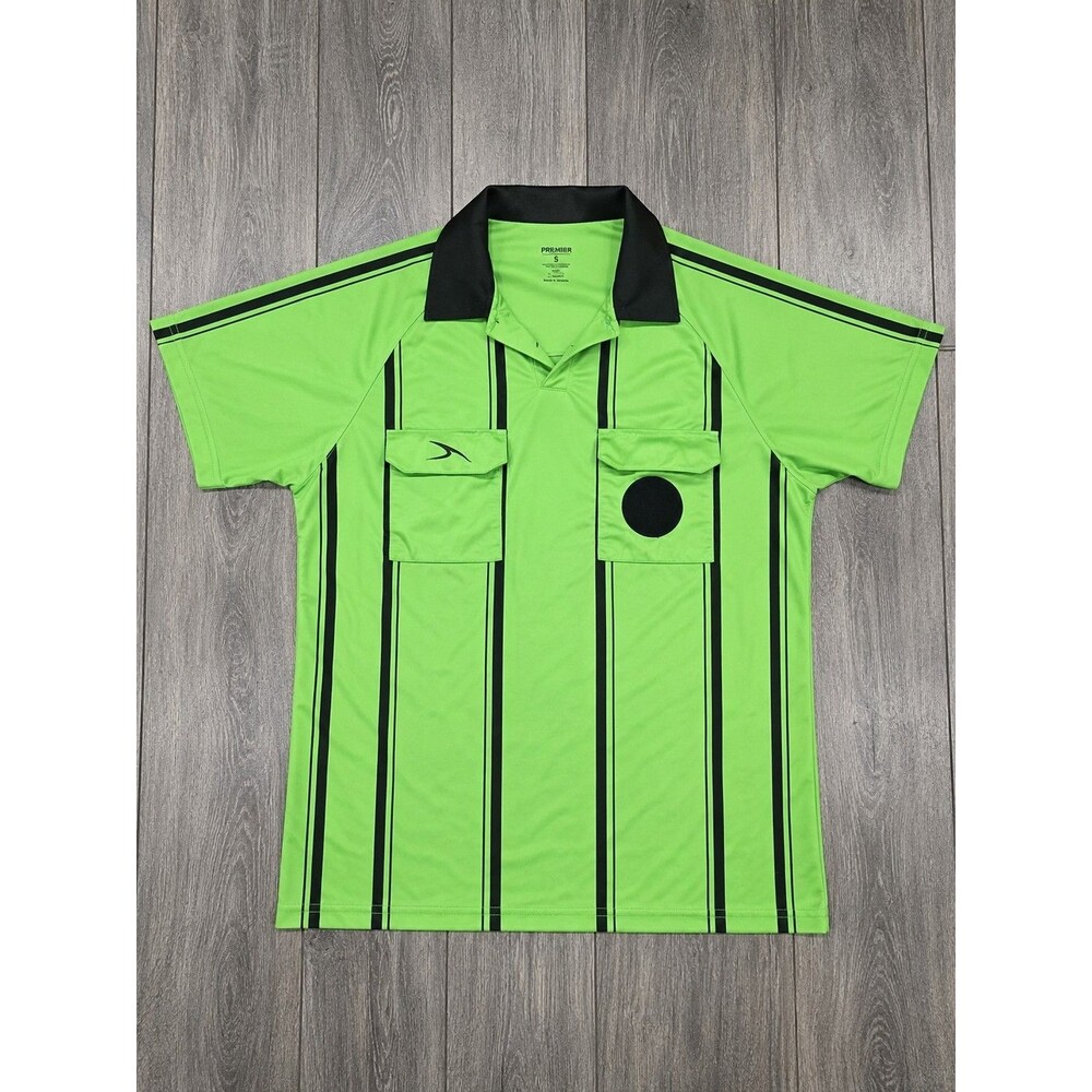 Score Soccer Referee Jersey Adult Small Green Black Striped Official Shirt